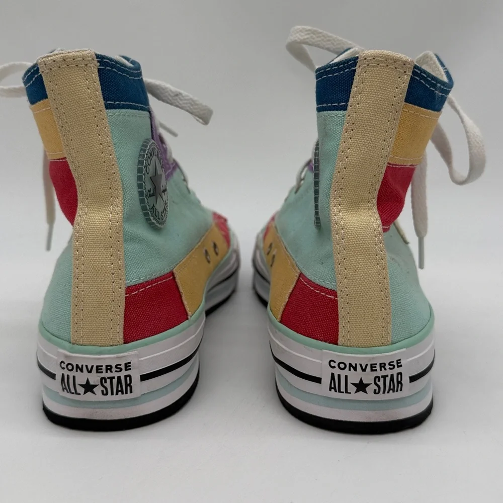 Converse Chuck Taylor All Star Lift Hi Sneaker-Patchwork Color Block Big Girl 7